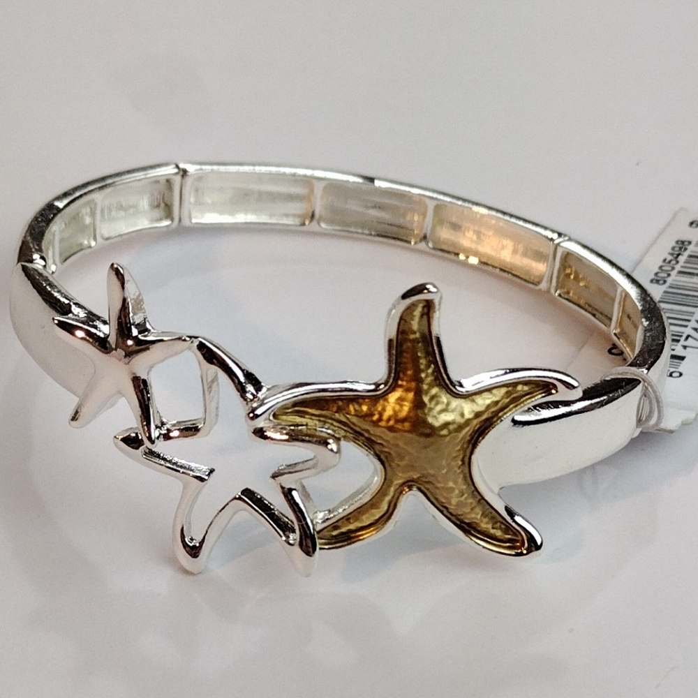 NEW Periwinkle by Barlow Silver Gold Colored Starfish Bracelet